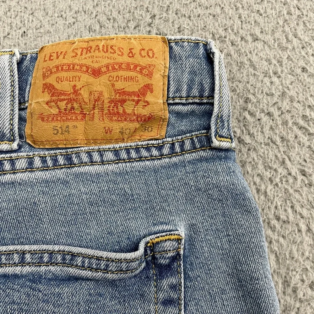 Levi's 514 Jeans Men 40x29 Blue Light Wash Slim Straight Denim